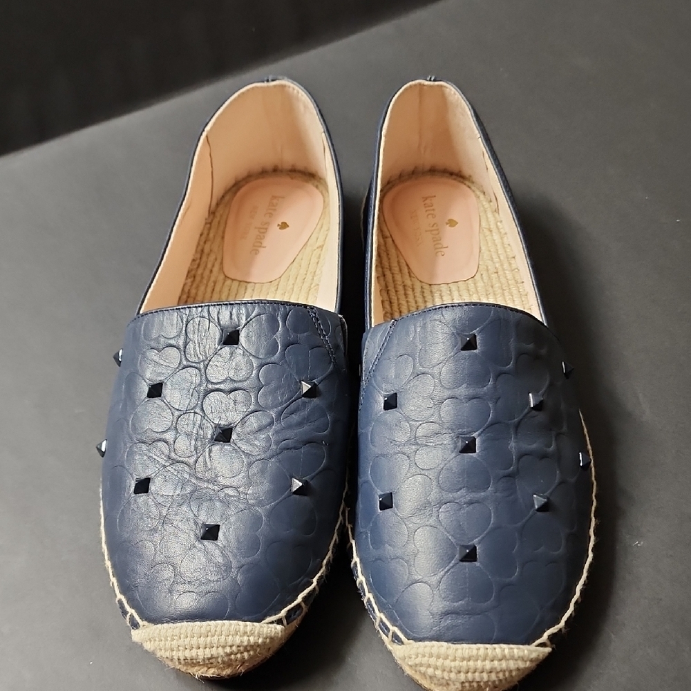 Kate Spade Navy Espadrilles Textured Loafers sz 9.5 B
